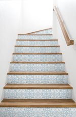 LN30302 villa mar faux tile peel and stick wallpaper stairs from the Luxe Haven collection by Lillian August