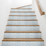 LN30302 villa mar faux tile peel and stick wallpaper stairs from the Luxe Haven collection by Lillian August