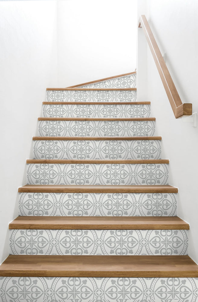 LN30308 villa mar faux tile peel and stick wallpaper stairs from the Luxe Haven collection by Lillian August