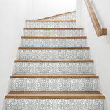 LN30308 villa mar faux tile peel and stick wallpaper stairs from the Luxe Haven collection by Lillian August