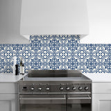 LN30312 villa mar faux tile peel and stick wallpaper kitchen from the Luxe Haven collection by Lillian August