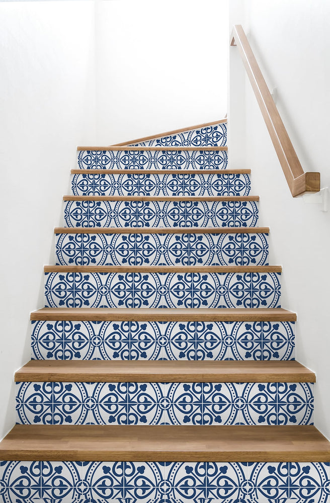 LN30312 villa mar faux tile peel and stick wallpaper stairs from the Luxe Haven collection by Lillian August