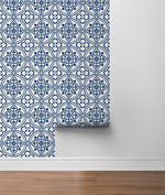 LN30312 villa mar faux tile peel and stick wallpaper roll from the Luxe Haven collection by Lillian August