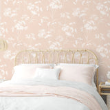 LN30501 floral mist peel and stick removable wallpaper bedroom from the Luxe Haven collection by Lillian August