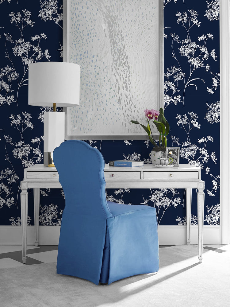 LN30502 floral mist peel and stick removable wallpaper entryway from the Luxe Haven collection by Lillian August