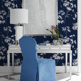LN30502 floral mist peel and stick removable wallpaper entryway from the Luxe Haven collection by Lillian August