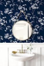 LN30502 floral mist peel and stick removable wallpaper bedroom from the Luxe Haven collection by Lillian August