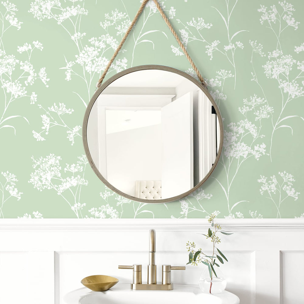 
                  
                    LN30504 floral mist peel and stick removable wallpaper bathroom from the Luxe Haven collection by Lillian August
                  
                