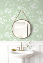 LN30504 floral mist peel and stick removable wallpaper bathroom from the Luxe Haven collection by Lillian August