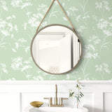 LN30504 floral mist peel and stick removable wallpaper bathroom from the Luxe Haven collection by Lillian August