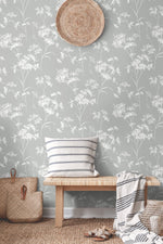 LN30508 floral mist peel and stick removable wallpaper entryway from the Luxe Haven collection by Lillian August