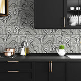 Marble tile peel and stick wallpaper kitchen LN30600 from Lillian August