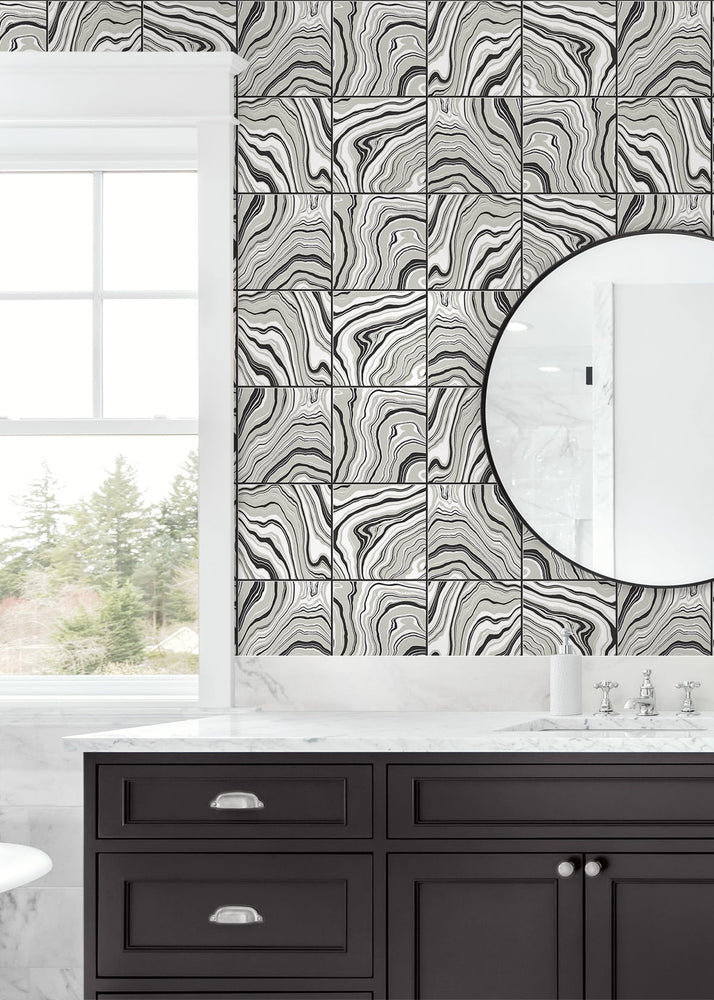 Marble tile peel and stick wallpaper bathroom LN30600 from Lillian August