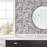 Marble tile peel and stick wallpaper bathroom LN30600 from Lillian August