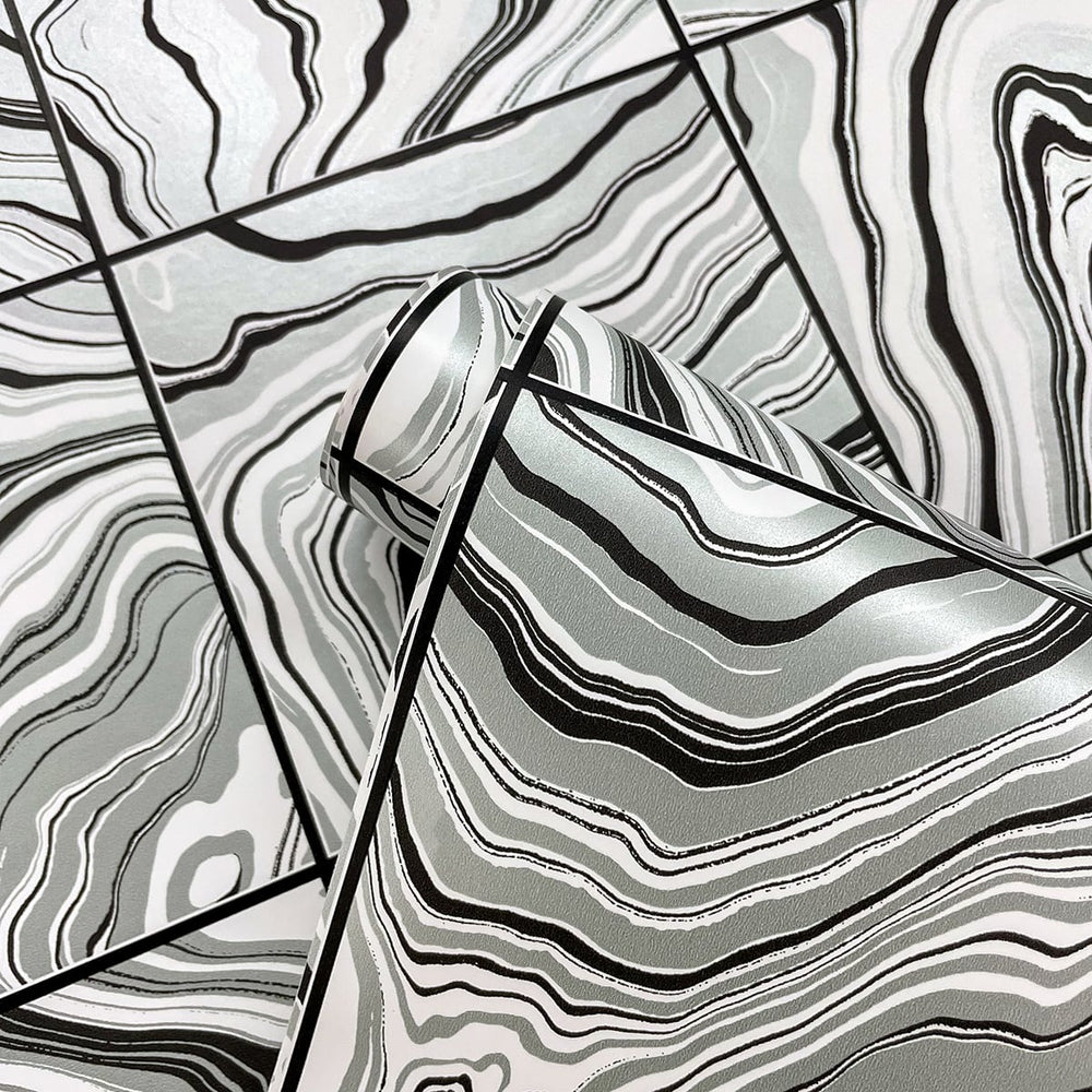 Marble tile peel and stick wallpaper roll LN30600 from Lillian August