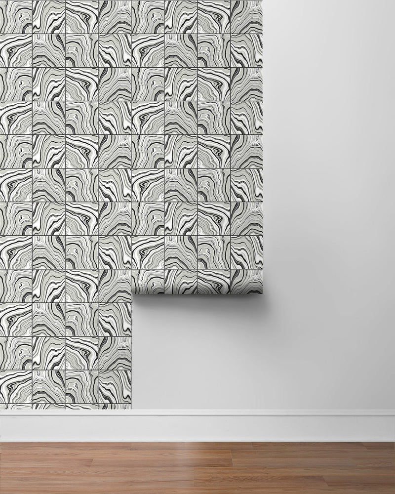 Marble tile peel and stick wallpaper roll LN30600 from Lillian August