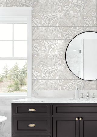 Marble tile peel and stick wallpaper bathroom LN30608 from Lillian August