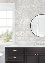 Marble tile peel and stick wallpaper bathroom LN30608 from Lillian August