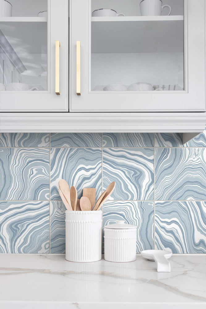 Marble tile peel and stick wallpaper backsplash LN30612 from Lillian August