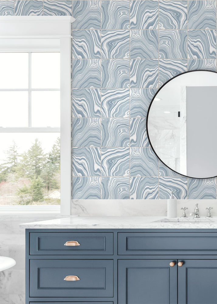 Marble tile peel and stick wallpaper bathroom LN30612 from Lillian August