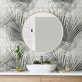 Palm tile peel and stick wallpaper bathroom LN30700 from the Luxe Haven collection by Lillian August