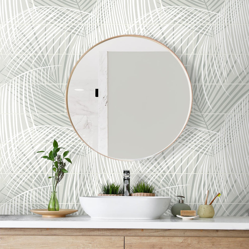 
                  
                    Palm tile peel and stick wallpaper bathroom LN30708 from the Luxe Haven collection by Lillian August
                  
                