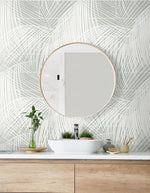 Palm tile peel and stick wallpaper bathroom LN30708 from the Luxe Haven collection by Lillian August