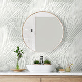 Palm tile peel and stick wallpaper bathroom LN30708 from the Luxe Haven collection by Lillian August