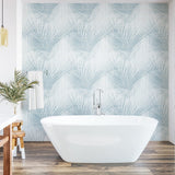 Palm tile peel and stick wallpaper bathroom LN30712 from the Luxe Haven collection by Lillian August