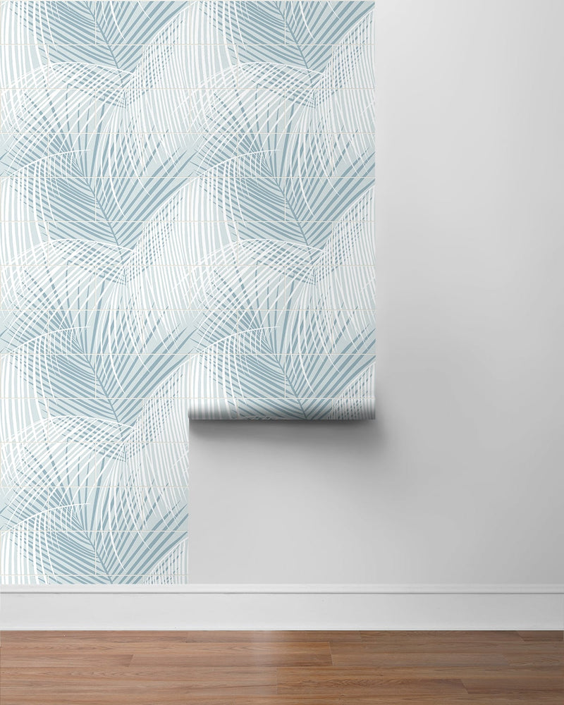 Palm tile peel and stick wallpaper roll LN30712 from the Luxe Haven collection by Lillian August