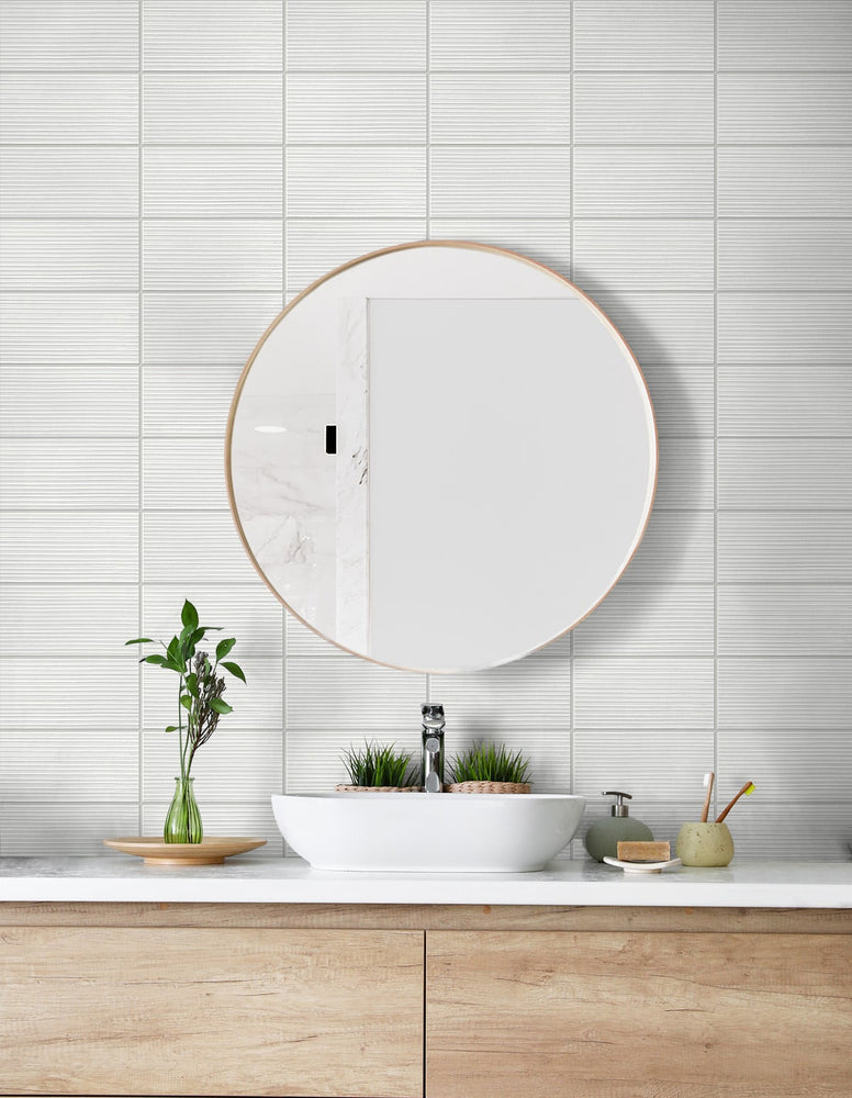 Faux tile peel and stick wallpaper bathroom LN30800 from the Luxe Haven collection by Lillian August