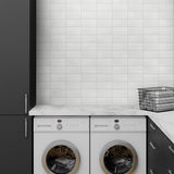 Faux tile peel and stick wallpaper laundry room LN30800 from the Luxe Haven collection by Lillian August