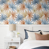 LN31001 palm leaf peel and stick wallpaper bedroom from Lillian August