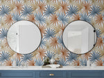 LN31001 palm leaf peel and stick wallpaper bathroom from Lillian August