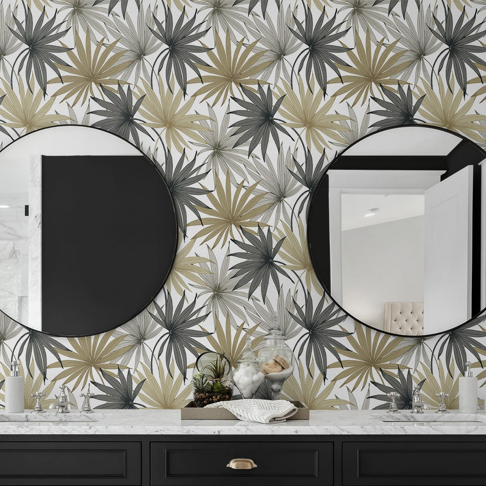 
                  
                    LN31006 palm leaf peel and stick wallpaper bathroom from Lillian August
                  
                