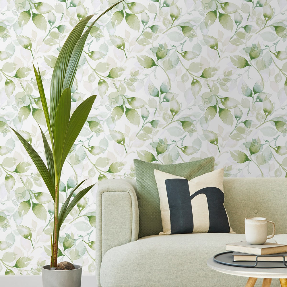 
                  
                    LN31104 watercolor leaf peel and stick wallpaper living room from Lillian August
                  
                