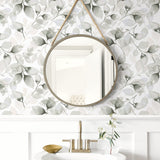 LN31110 watercolor leaf peel and stick wallpaper bathroom from Lillian August