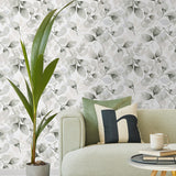 LN31110 watercolor leaf peel and stick wallpaper living room from Lillian August