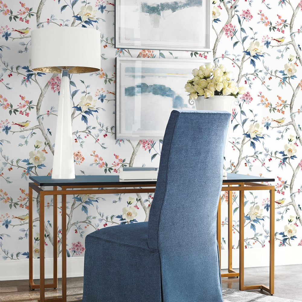 
                  
                    LN40001 chinoiserie bird wallpaper entryway vinyl from the Coastal Haven collection by Lillian August
                  
                