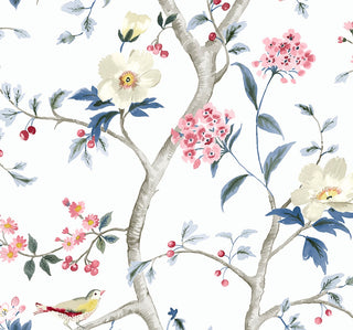 LN40001 chinoiserie bird wallpaper vinyl from the Coastal Haven collection by Lillian August