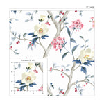 LN40001 chinoiserie bird wallpaper scale vinyl from the Coastal Haven collection by Lillian August