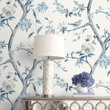 LN40002 chinoiserie bird wallpaper decor vinyl from the Coastal Haven collection by Lillian August