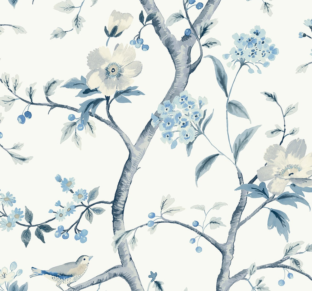 LN40002 chinoiserie bird wallpaper vinyl from the Coastal Haven collection by Lillian August