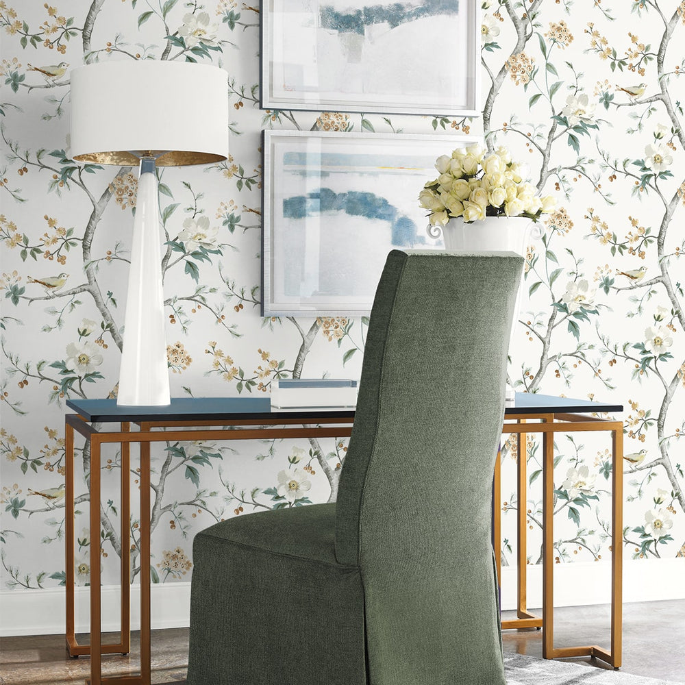 
                  
                    LN40008 chinoiserie bird wallpaper entryway vinyl from the Coastal Haven collection by Lillian August
                  
                