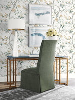 LN40008 chinoiserie bird wallpaper entryway vinyl from the Coastal Haven collection by Lillian August