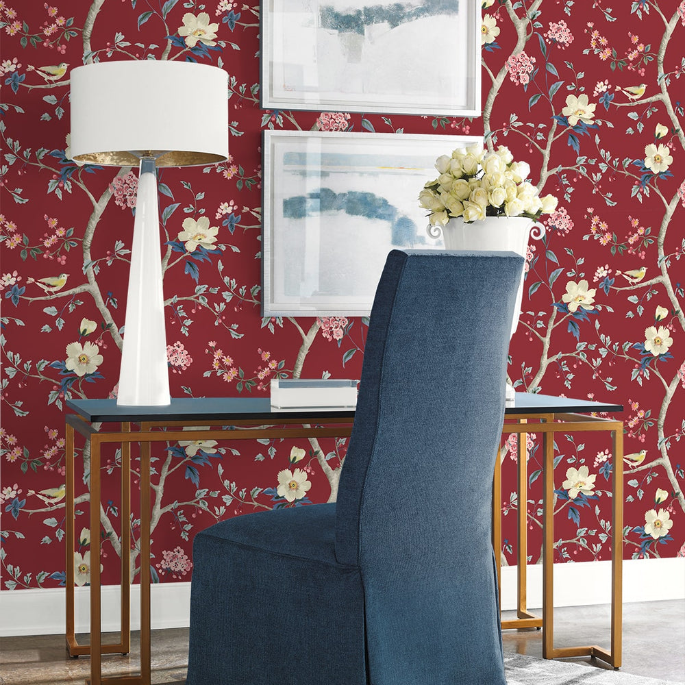 
                  
                    LN40011 chinoiserie bird wallpaper entryway vinyl from the Coastal Haven collection by Lillian August
                  
                
