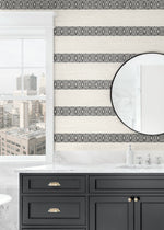 LN40100 striped wallpaper bathroom vinyl from the Coastal Haven from Lillian August