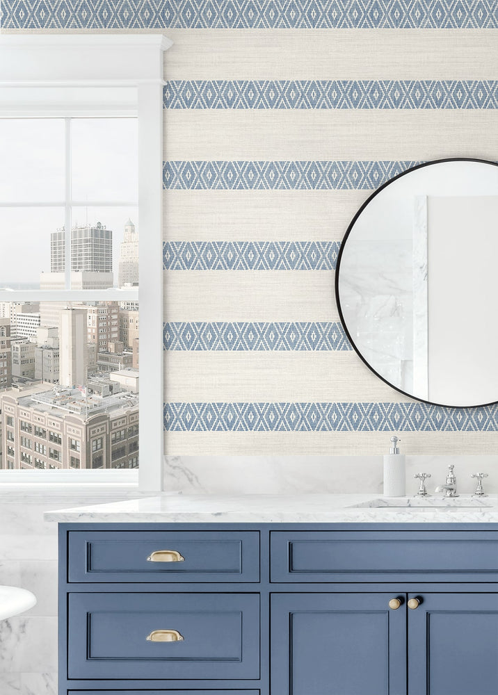 LN40102 striped wallpaper bathroom vinyl from the Coastal Haven from Lillian August