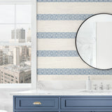 LN40102 striped wallpaper bathroom vinyl from the Coastal Haven from Lillian August