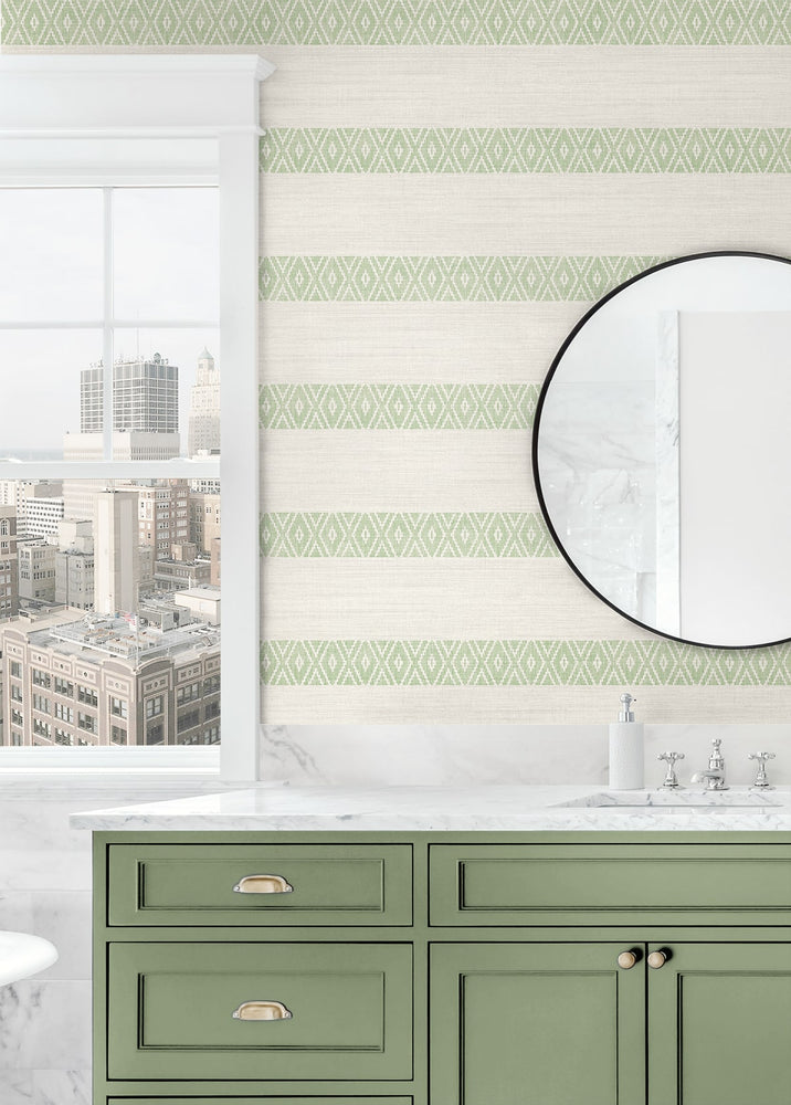LN40104 striped wallpaper bathroom vinyl from the Coastal Haven from Lillian August